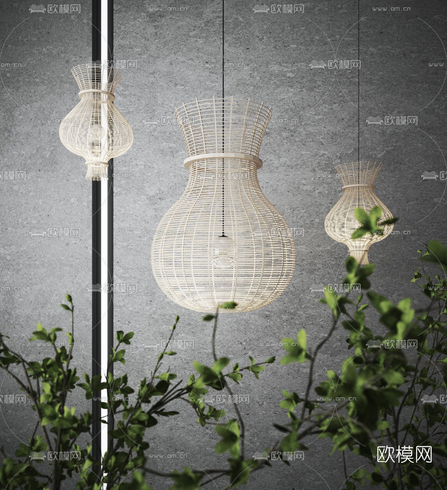 东南亚编织吊灯3d模型下载