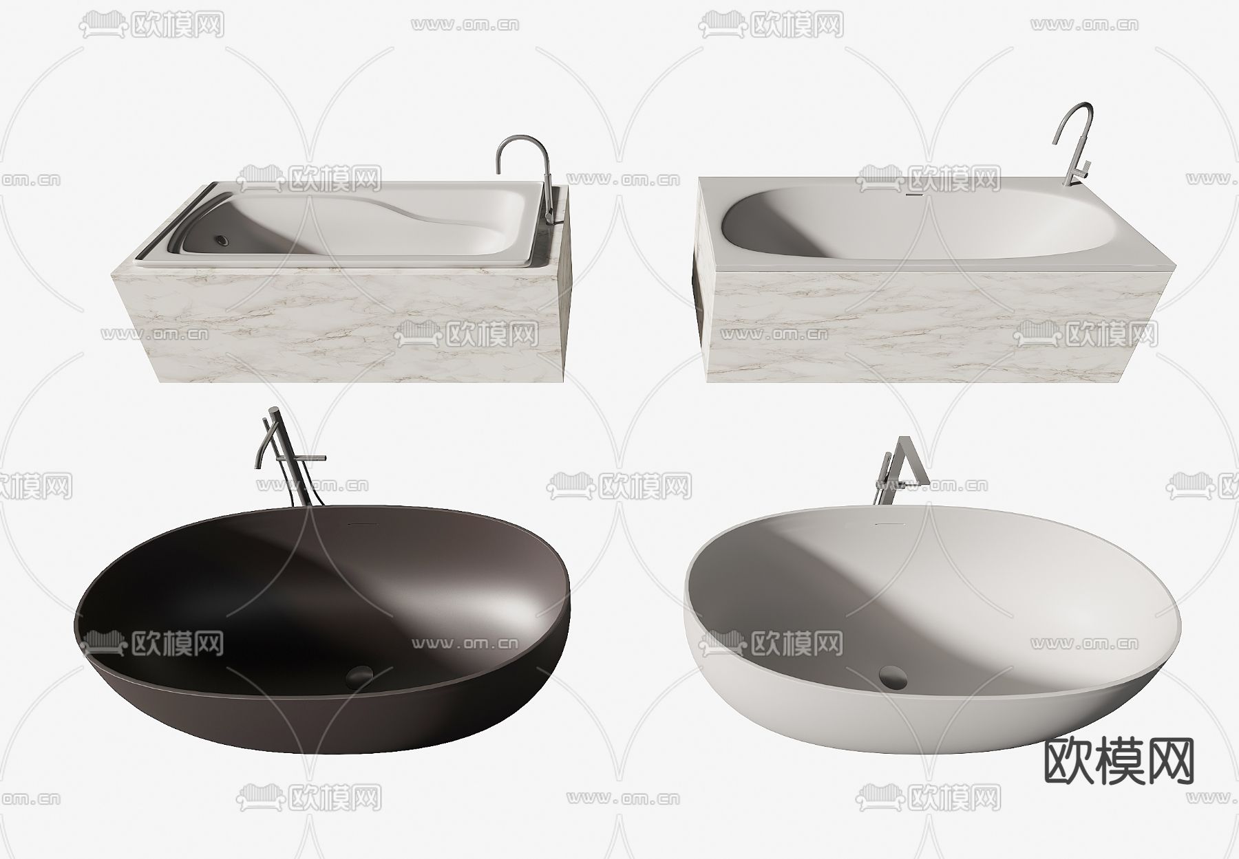 现代浴缸组合3d模型下载