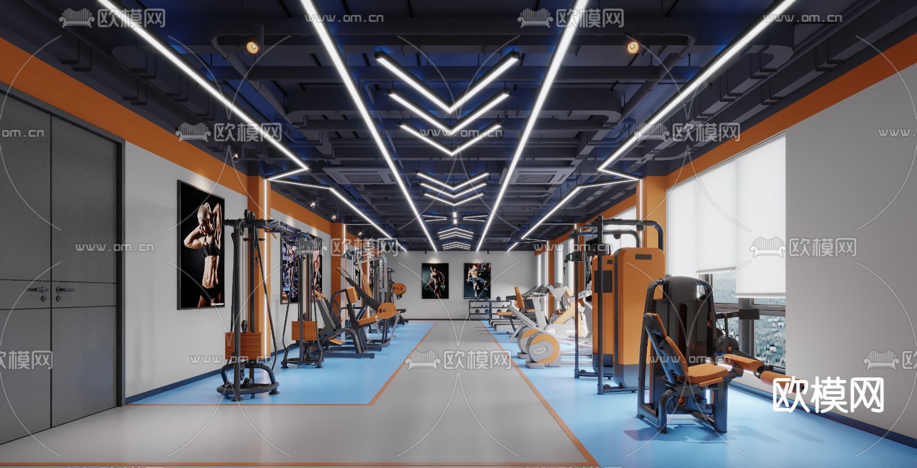 现代健身房3d模型下载（渲染图2）