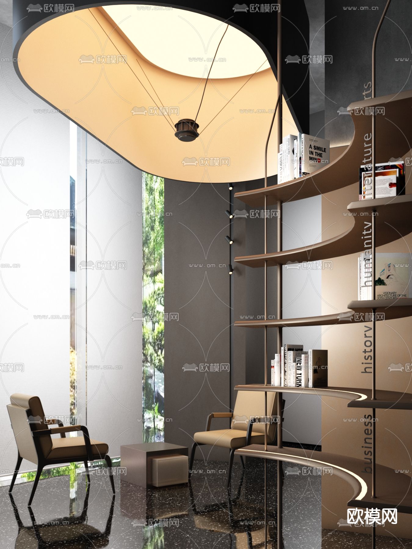 大森设计 现代咖啡厅3d模型下载