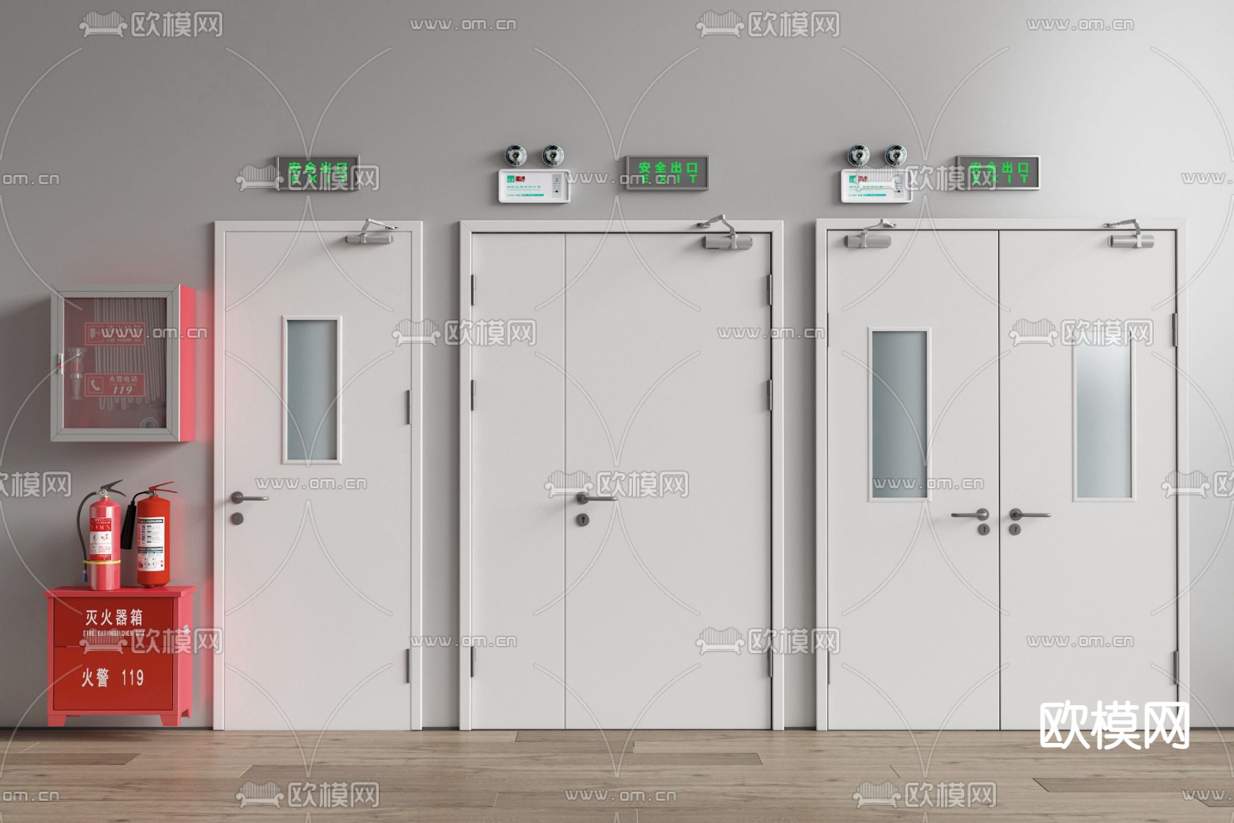 防火门 安全门 消防门3d模型下载