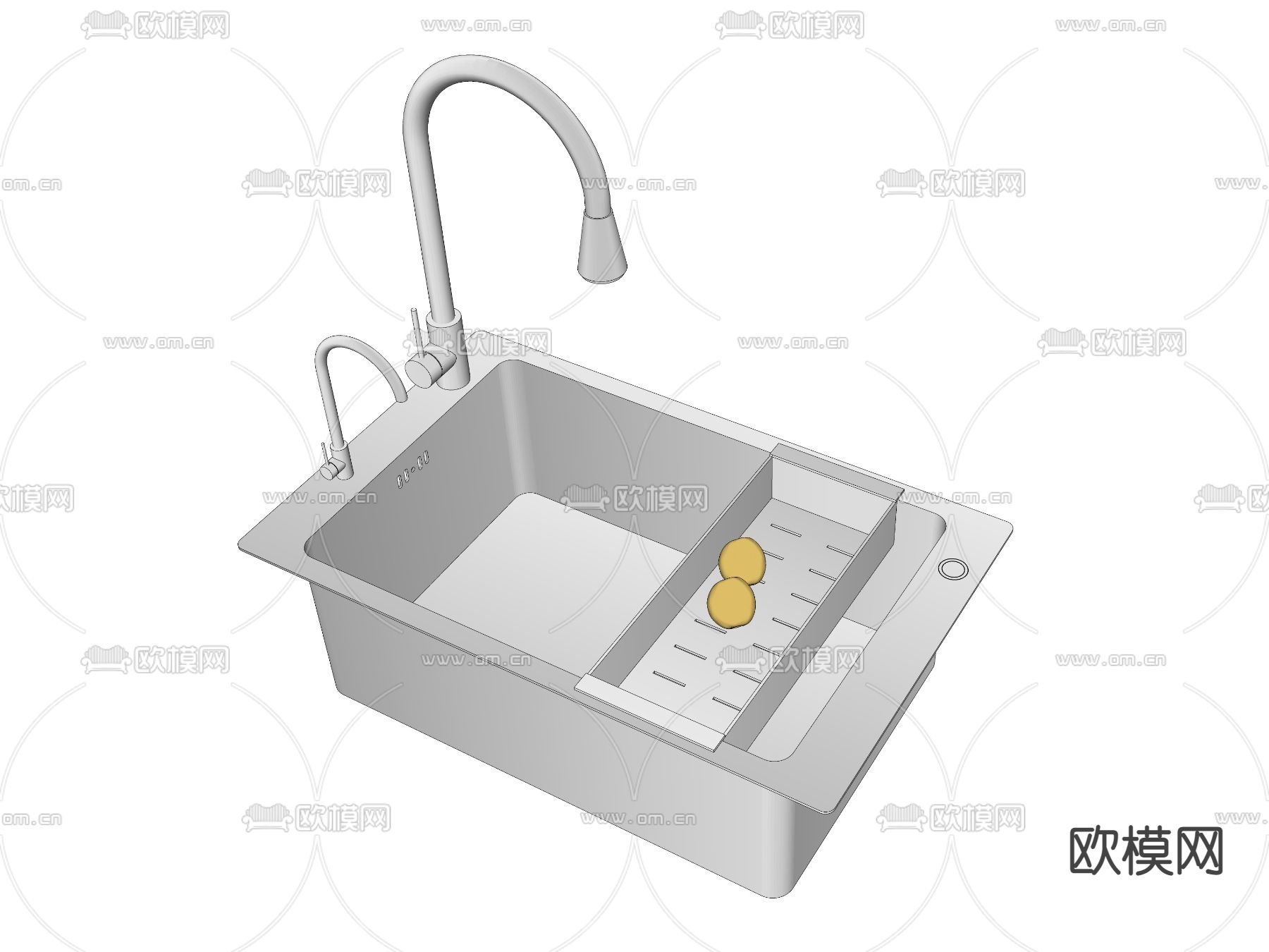 现代水槽大单槽su模型