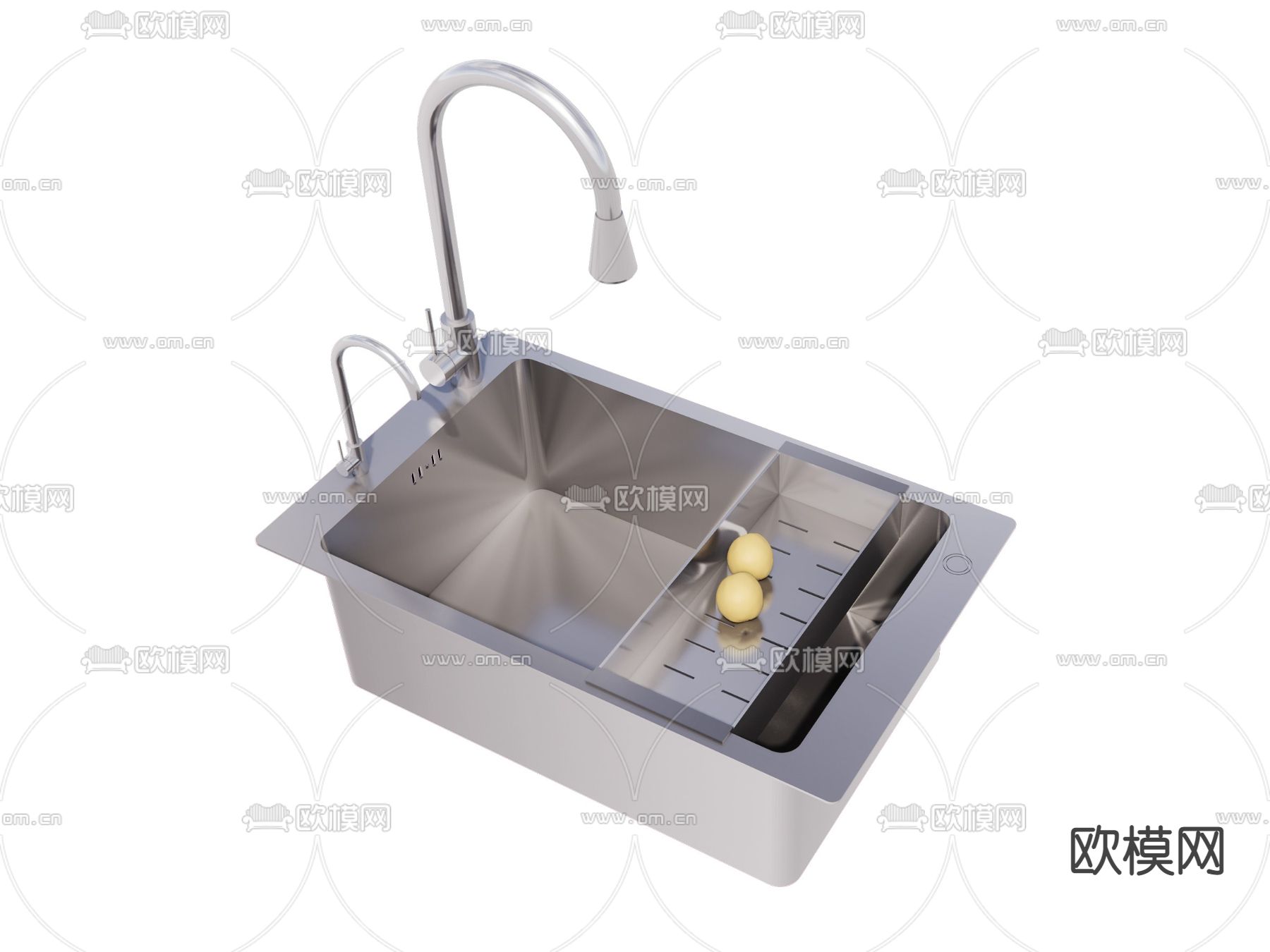 现代水槽大单槽su模型