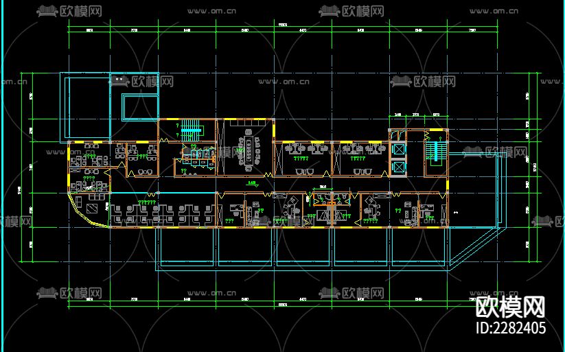 写字楼cad施工图下载（渲染图4）