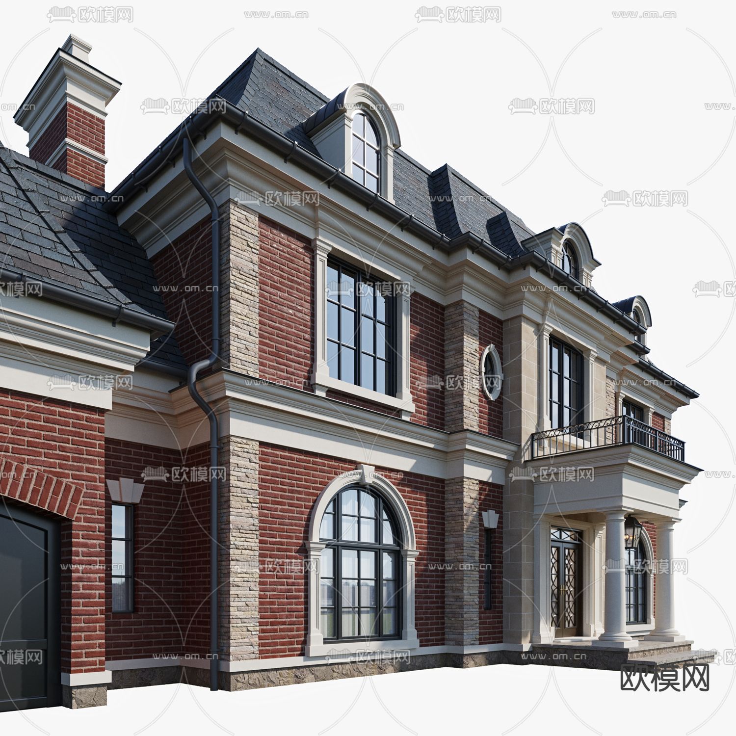 欧式别墅建筑3d模型下载（渲染图4）
