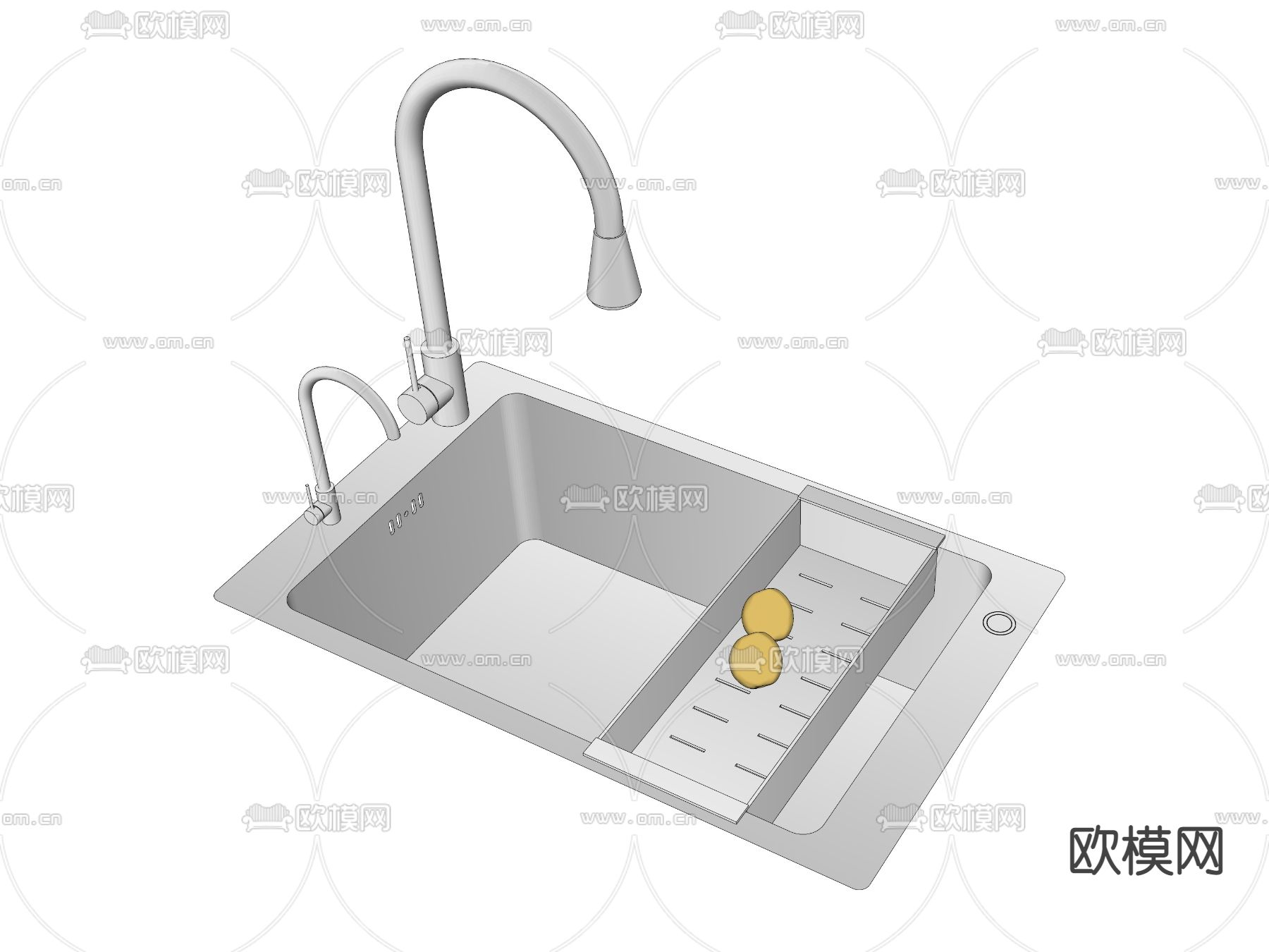 现代水槽大单槽su模型
