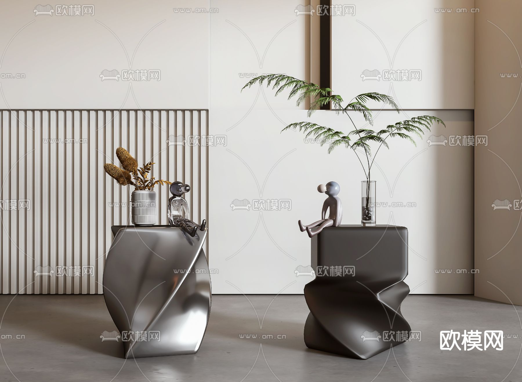 现代边几角几3d模型下载