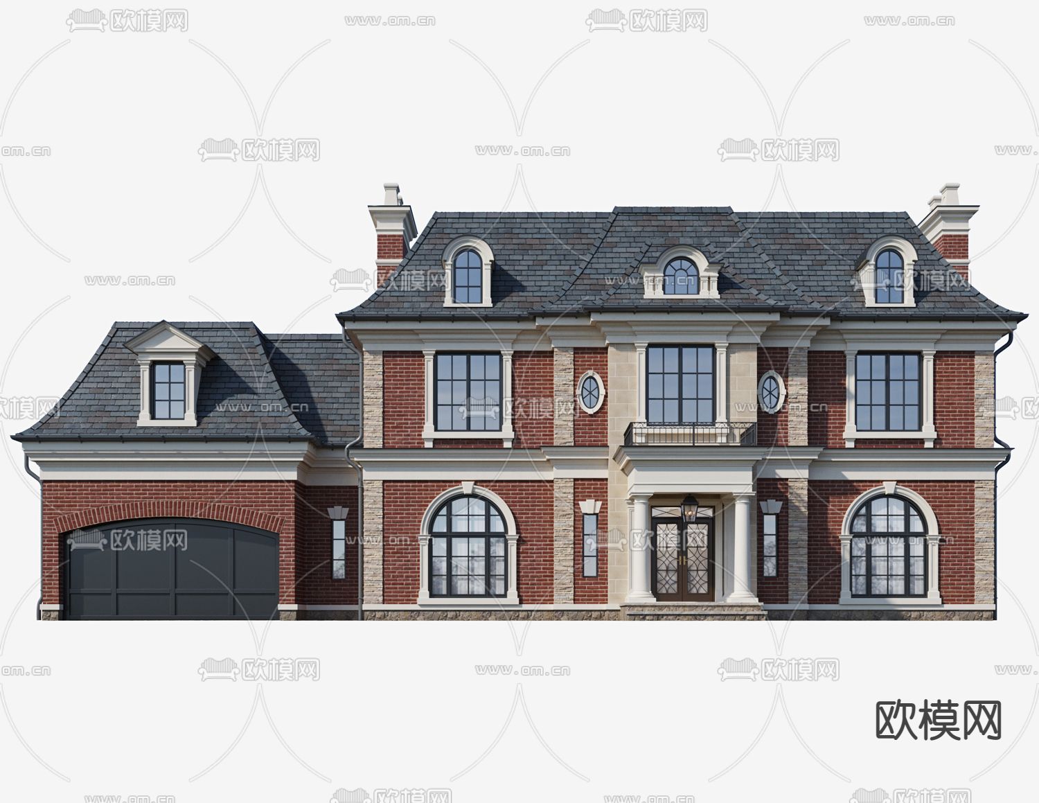 欧式别墅建筑3d模型下载（渲染图2）
