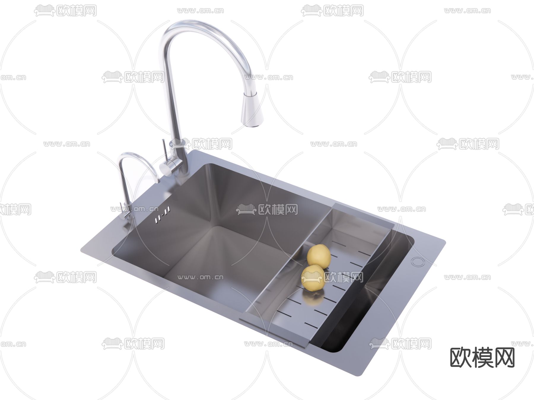 现代水槽大单槽su模型