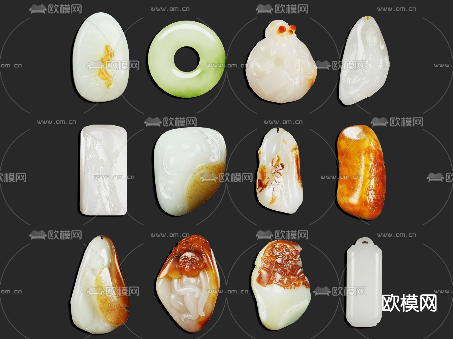 新中式玉器 玉佩 平安扣3d模型下载