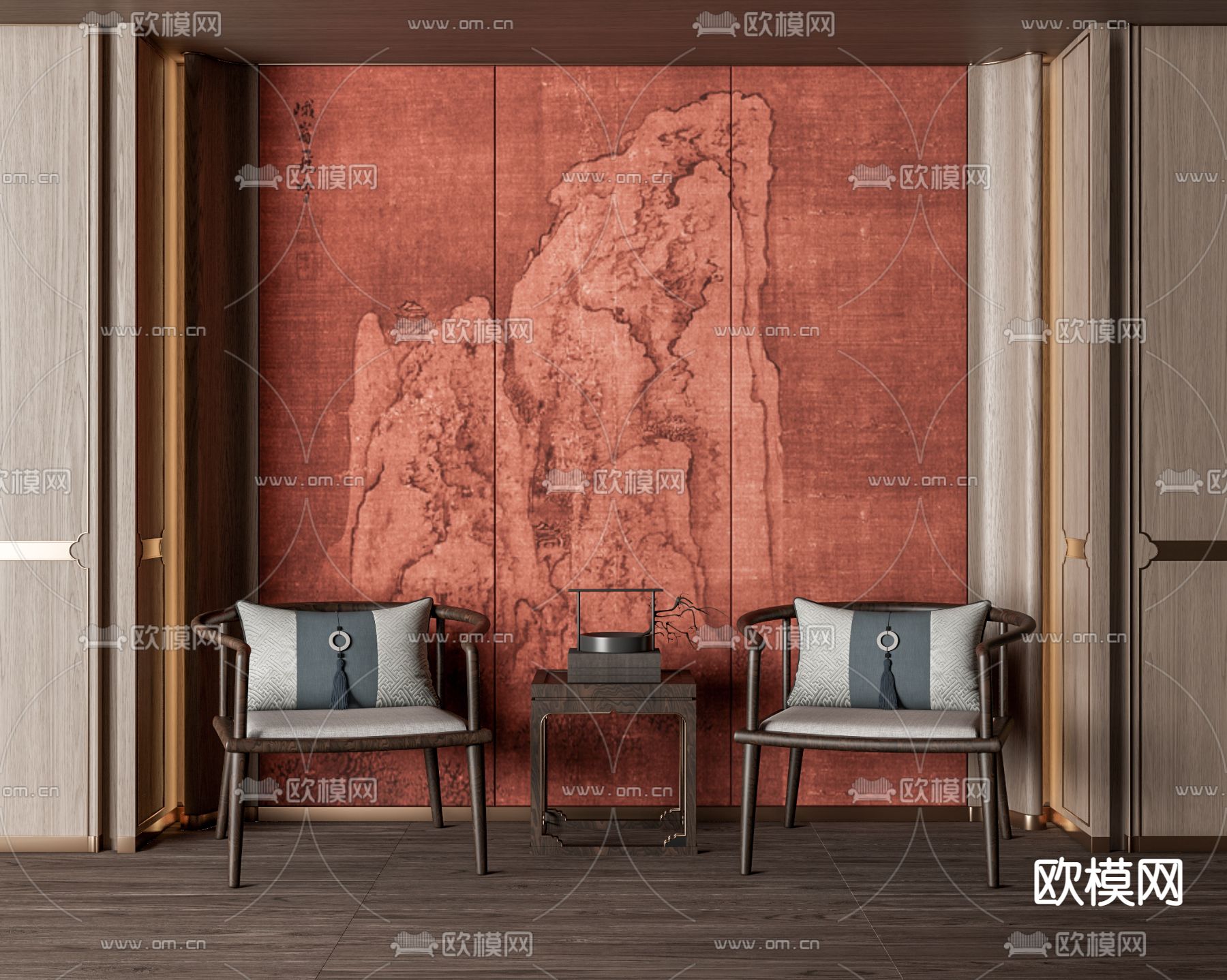 新中式休闲椅圈椅su模型