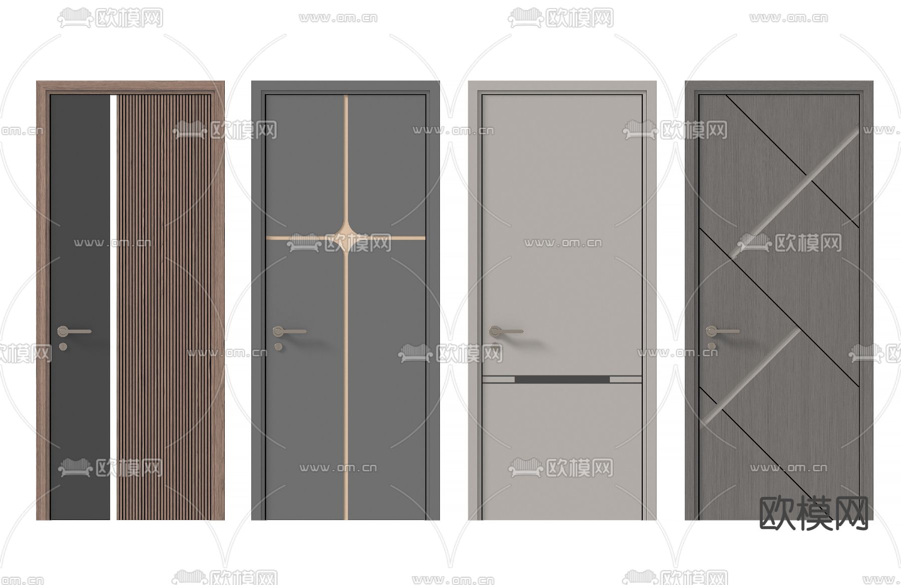 现代房门 平开门 单开门3d模型下载