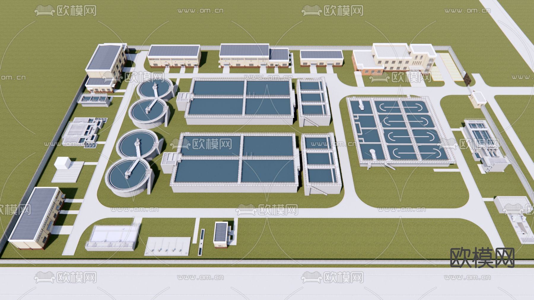 现代工业厂房鸟瞰su模型下载（渲染图1）