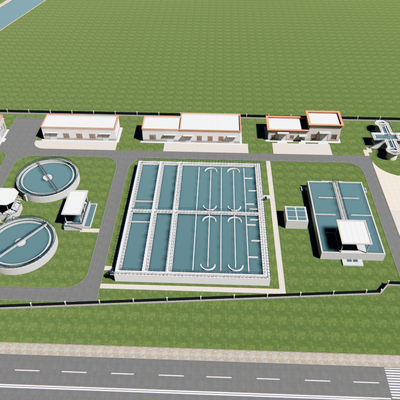  现代工业厂房鸟瞰su模型 