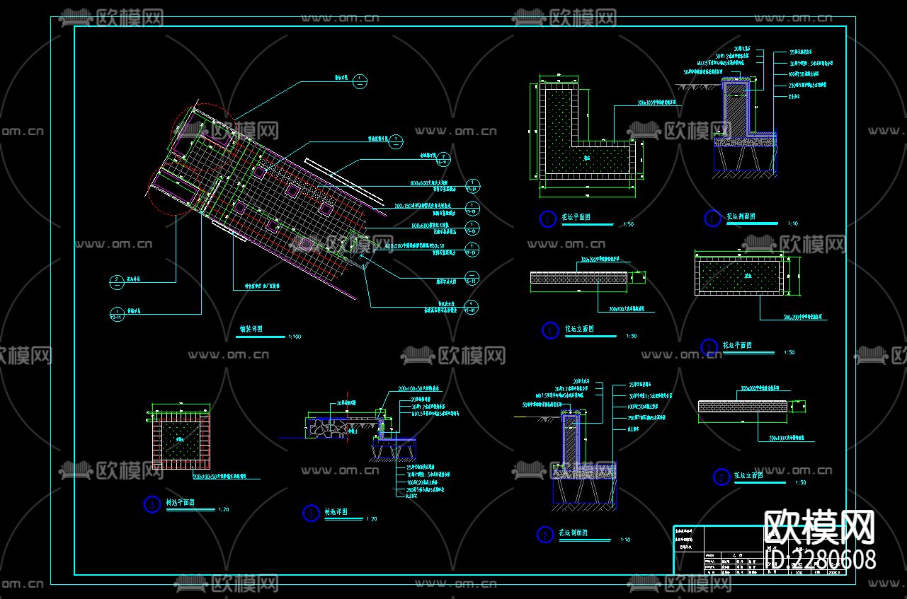 社区公园平面规划cad施工图下载（渲染图2）
