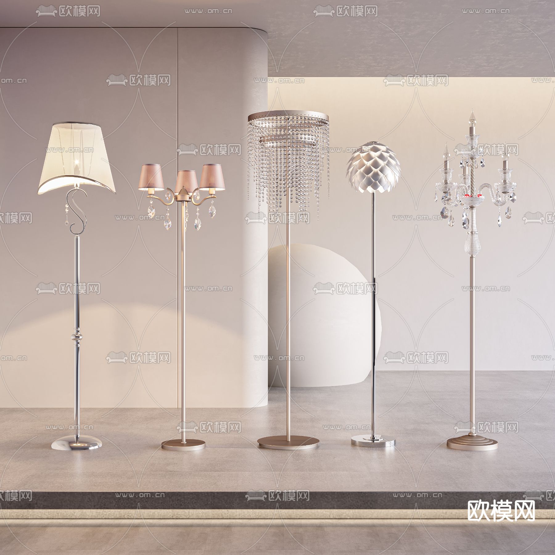 简欧落地灯3d模型下载