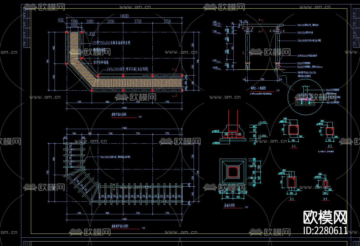 园林规划套图cad施工图下载（渲染图3）