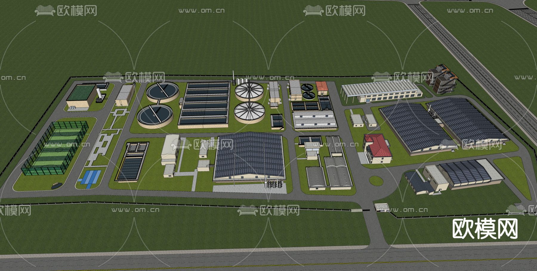 现代工业厂房鸟瞰su模型下载（渲染图4）