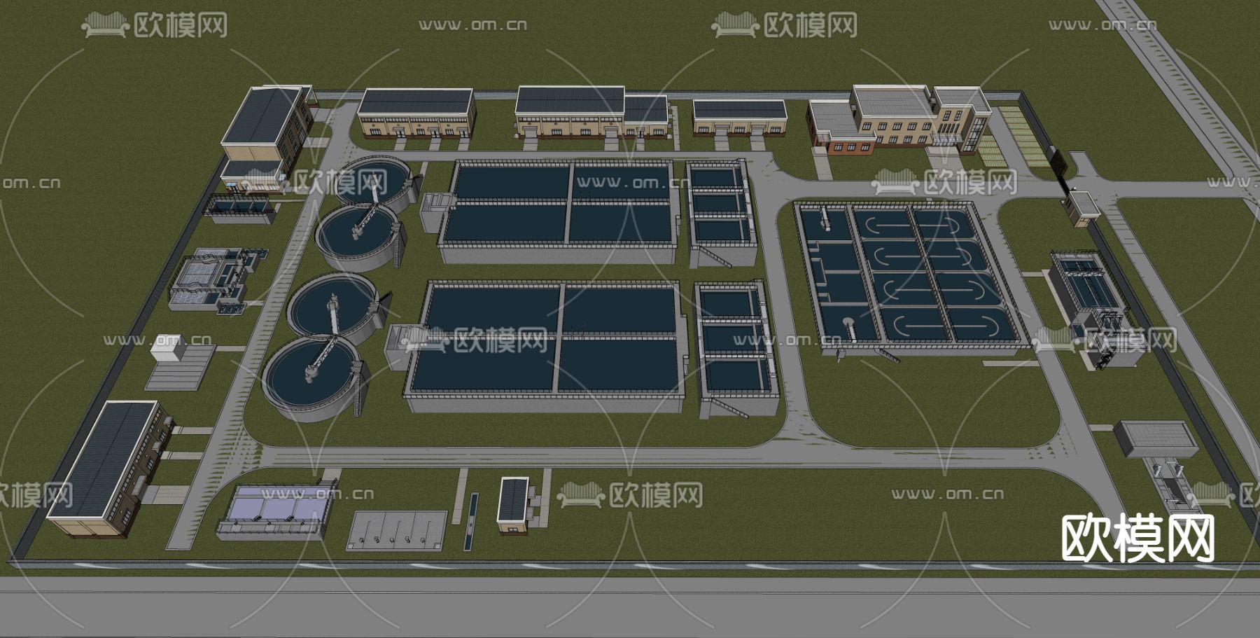 现代工业厂房鸟瞰su模型下载（渲染图4）
