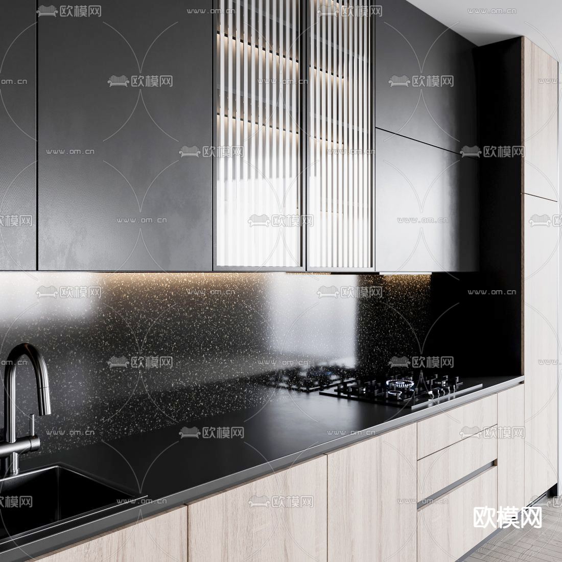 现代厨房橱柜3d模型下载（渲染图4）