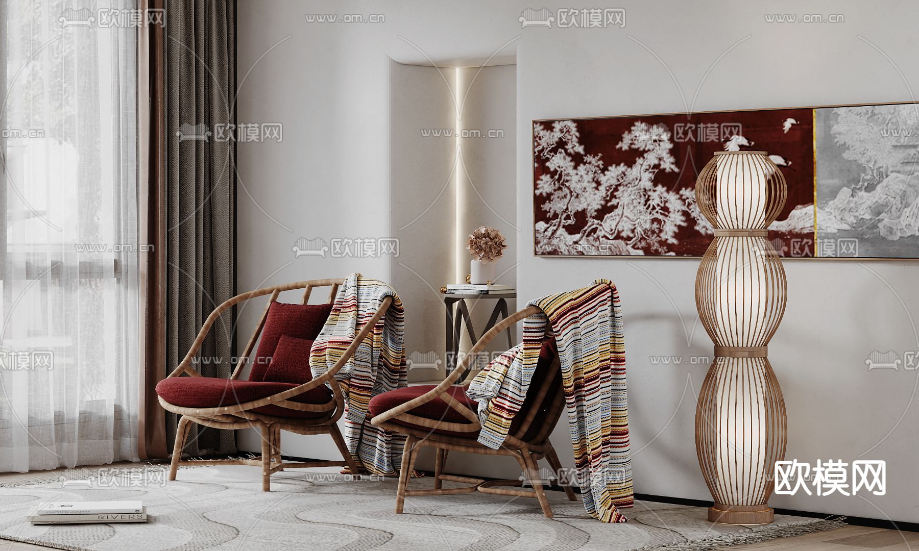 侘寂休闲椅子3d模型下载（渲染图2）