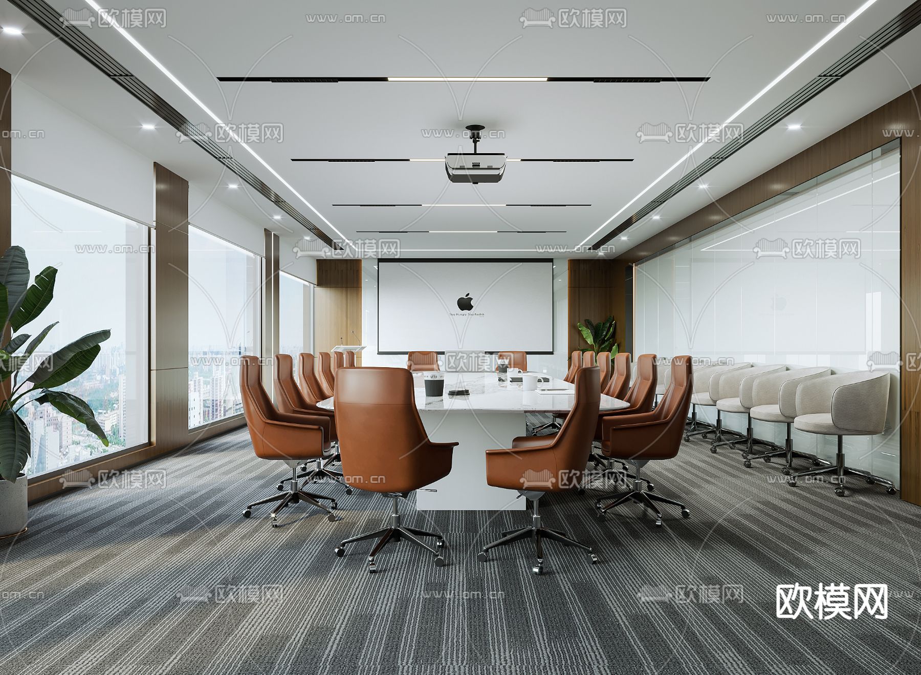 现代会议室3d模型下载