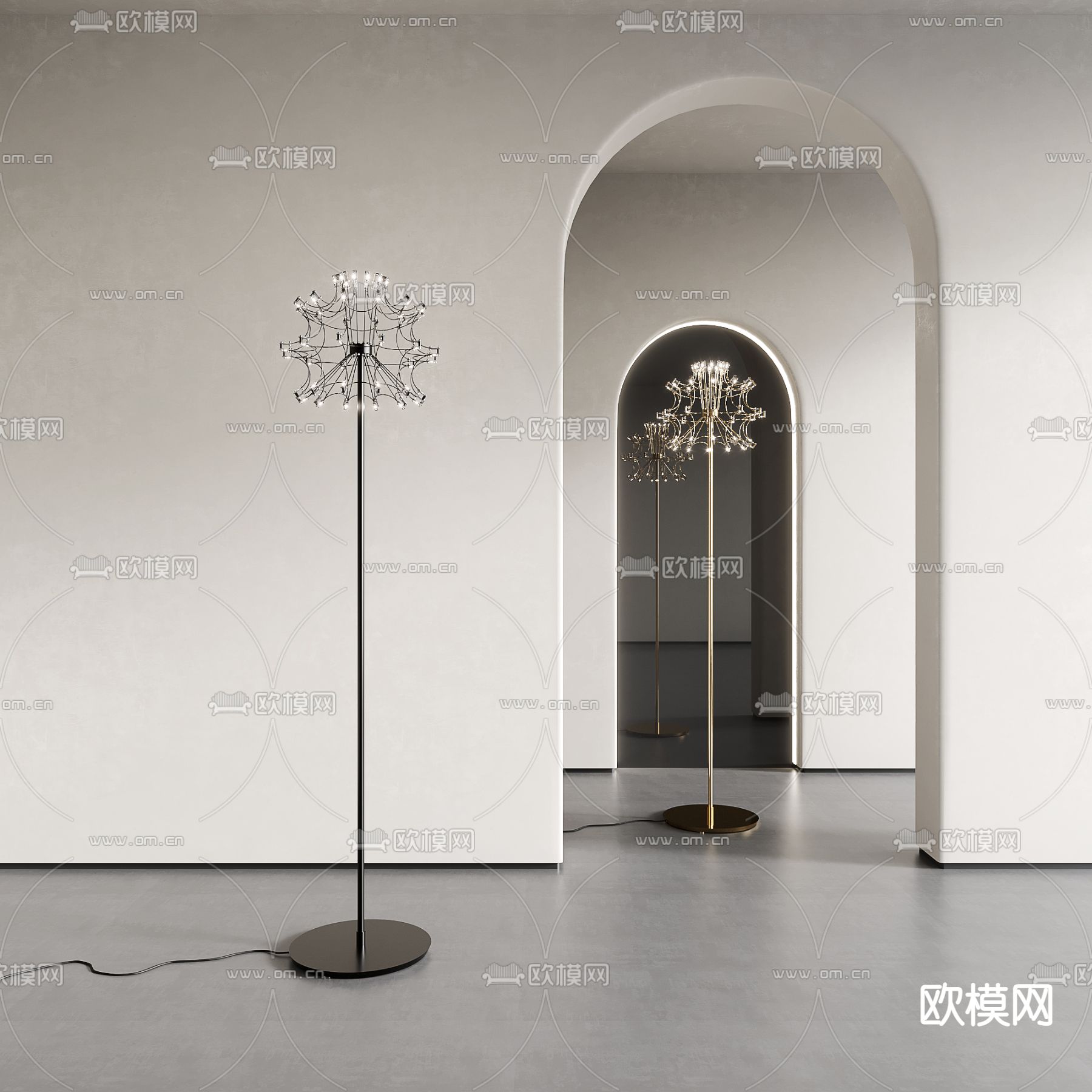 现代黑色落地灯3d模型下载_ID12112571_3dmax免费模型-欧模网