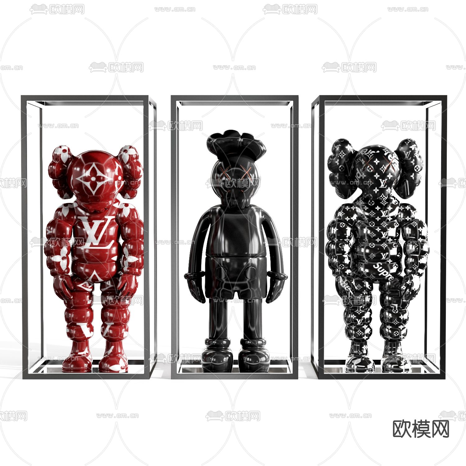 现代KAWS 潮玩 雕塑摆件3d模型下载
