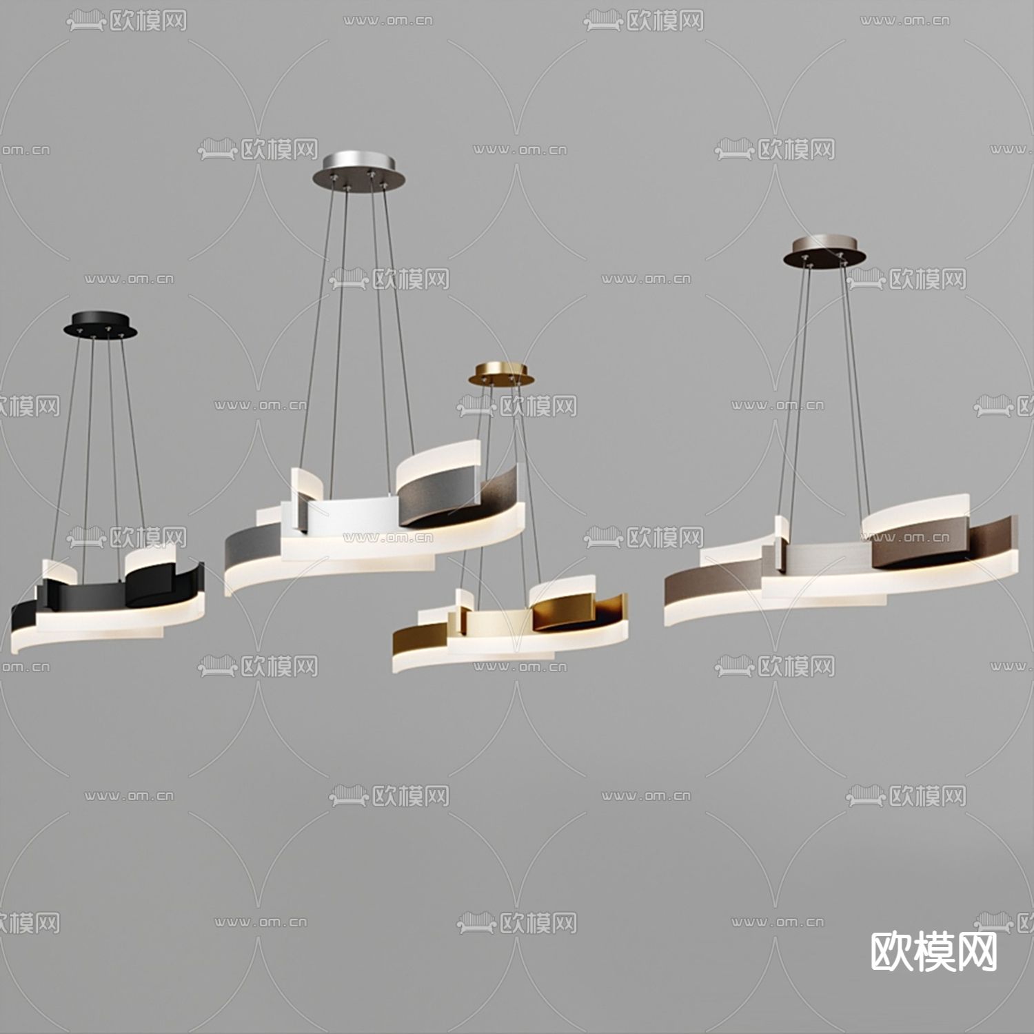 现代弧形吊灯3d模型下载_ID12112996_3dmax免费模型-欧模网