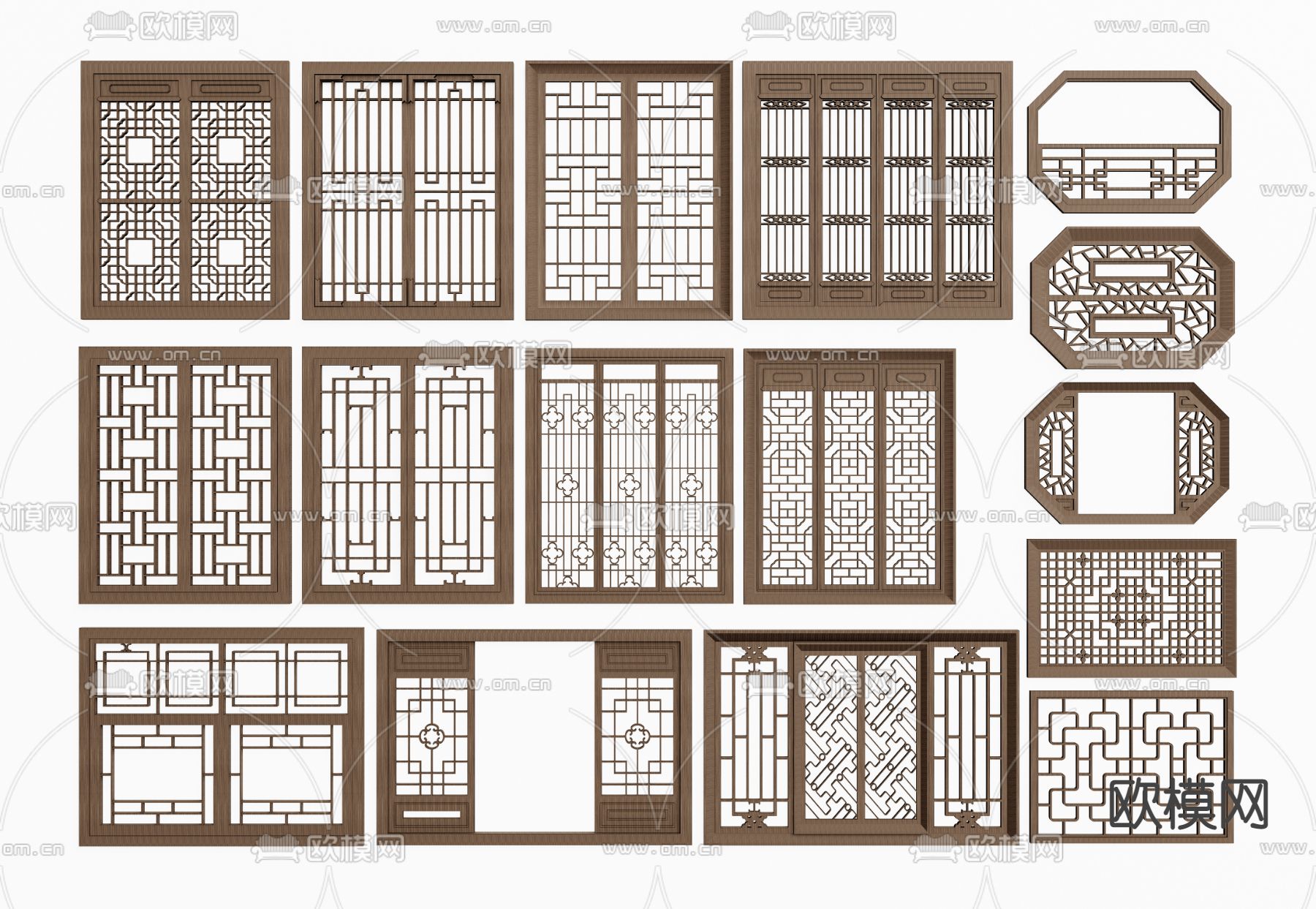 中式窗花镂花窗3d模型下载