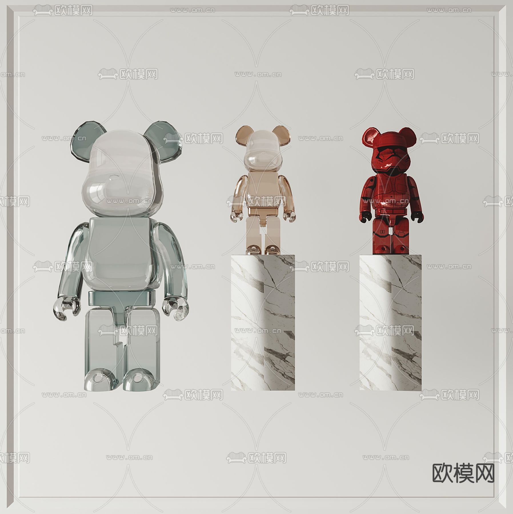 现代暴力熊潮玩 雕塑3d模型下载_ID12115943_3dmax免费模型-欧模网