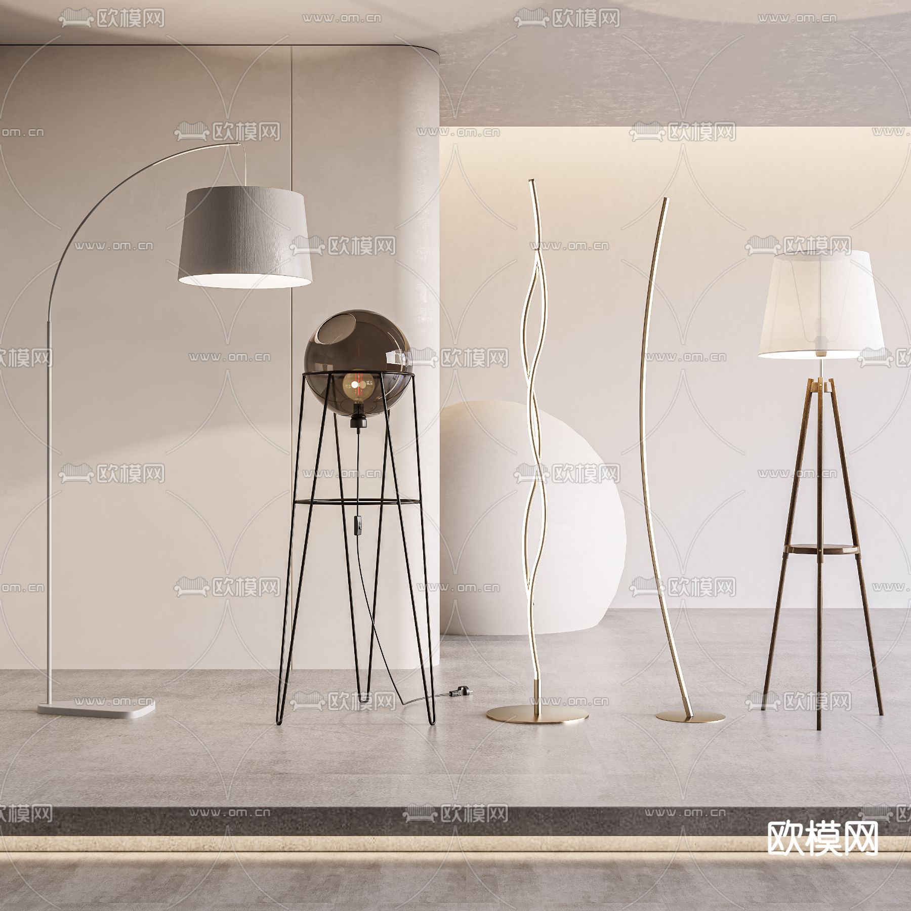 现代极简落地灯3d模型下载