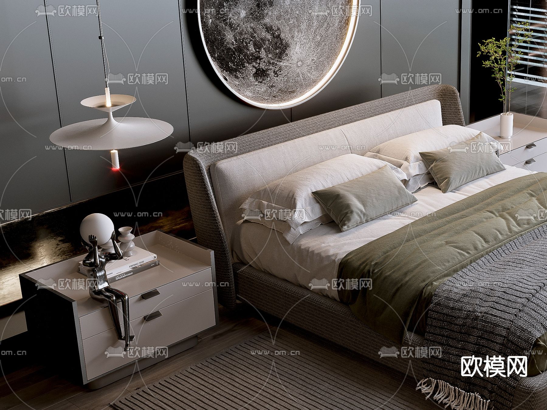 Minotti 双人床3d模型下载（渲染图3）