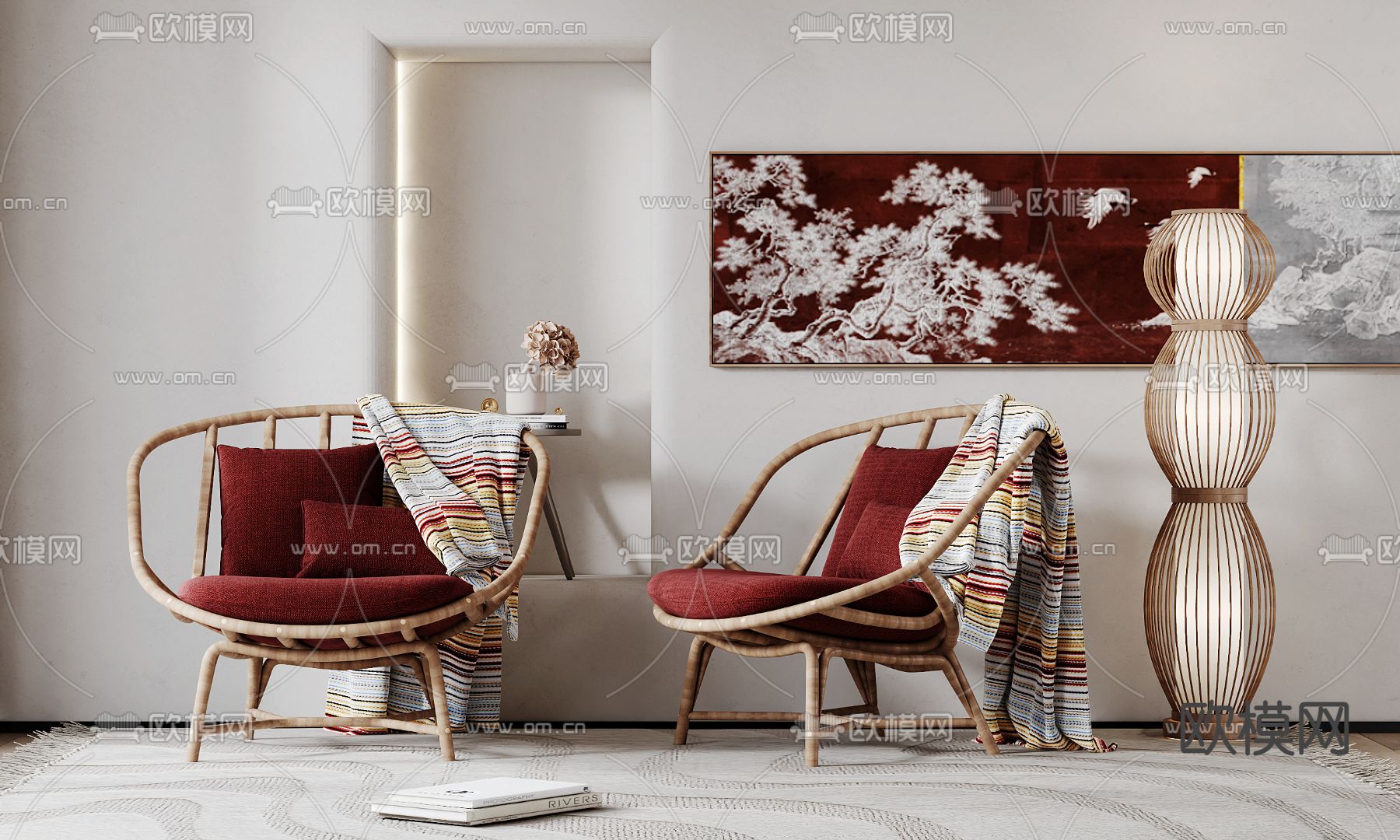 侘寂休闲椅子3d模型下载（渲染图1）