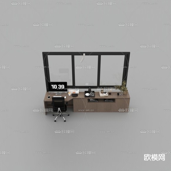 现代简约实木书桌免费3d模型下载