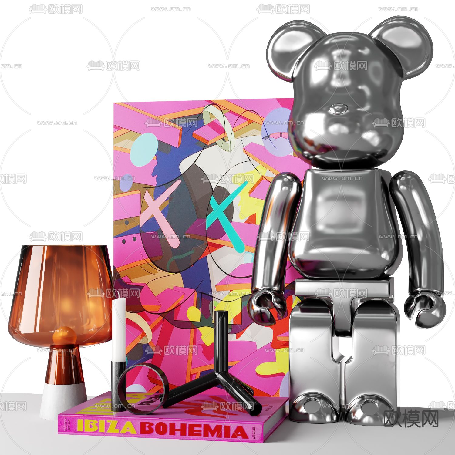 现代暴力熊潮玩摆件3d模型下载（渲染图1）