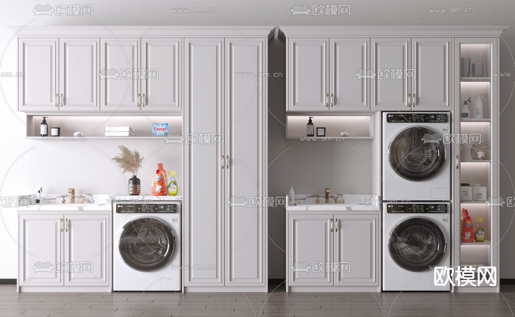 美式阳台柜 洗衣柜3d模型下载