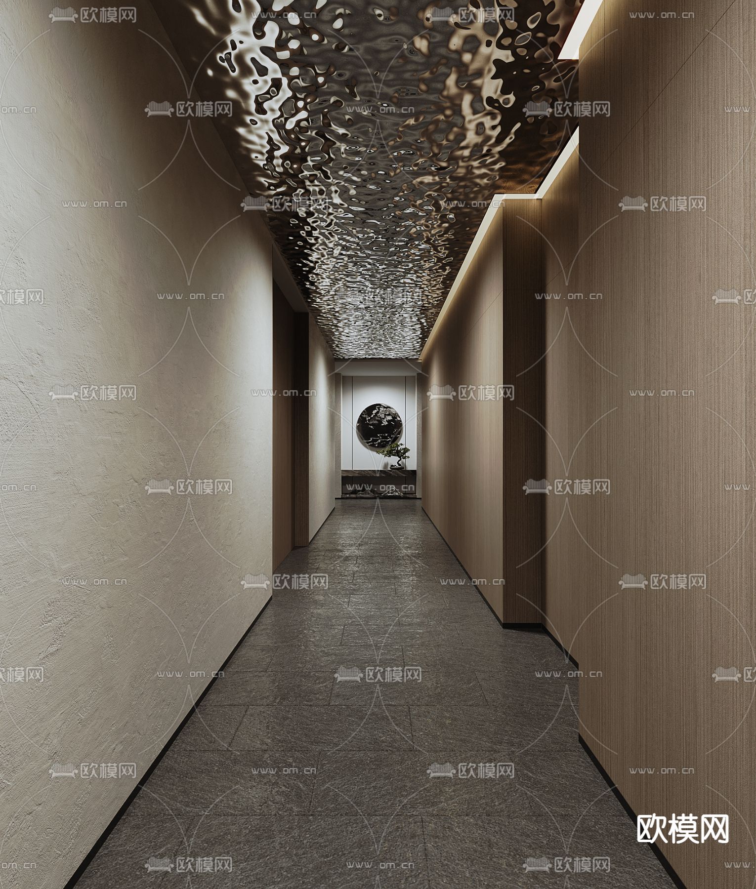 新中式酒店过道3d模型下载