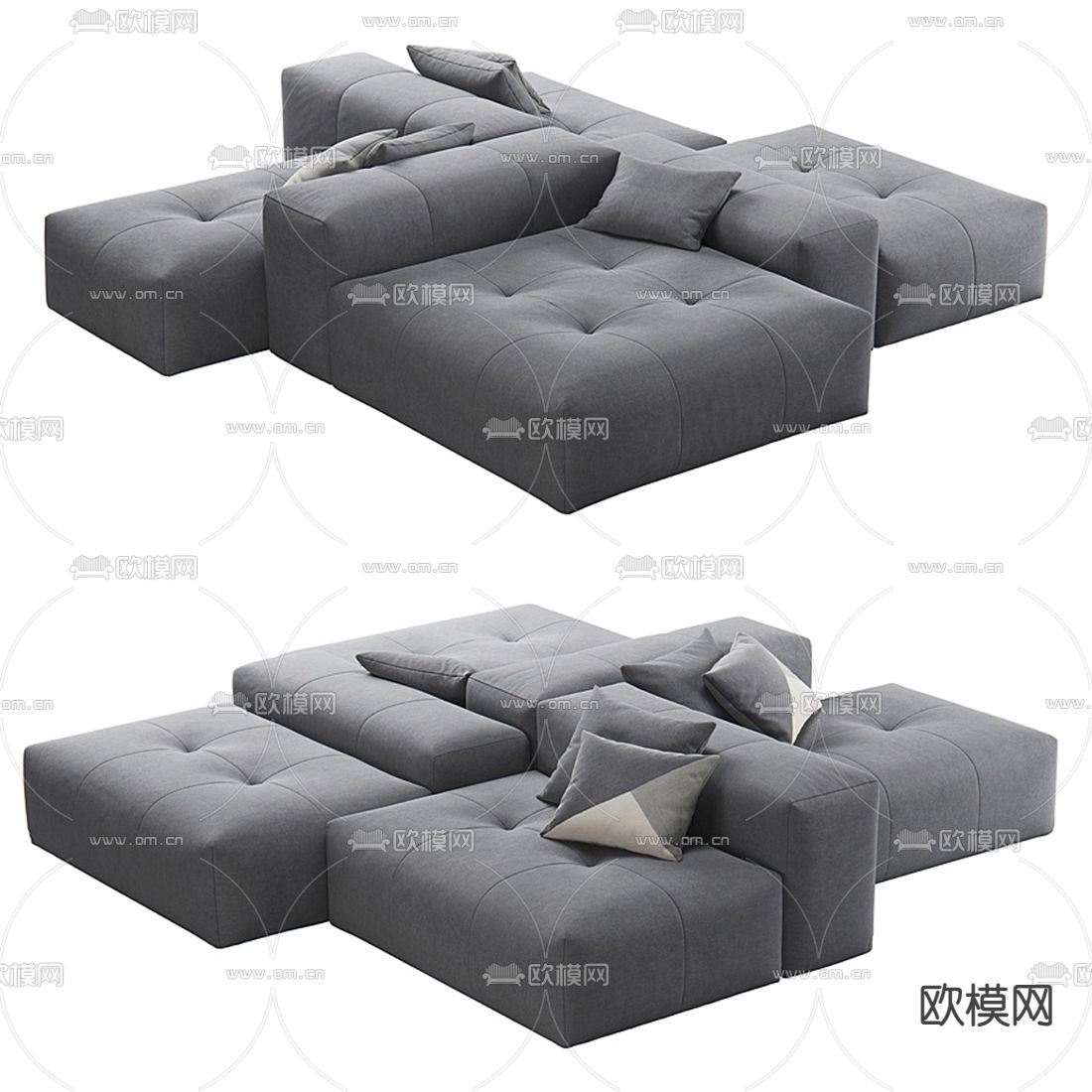 saba双靠模块沙发3d模型下载