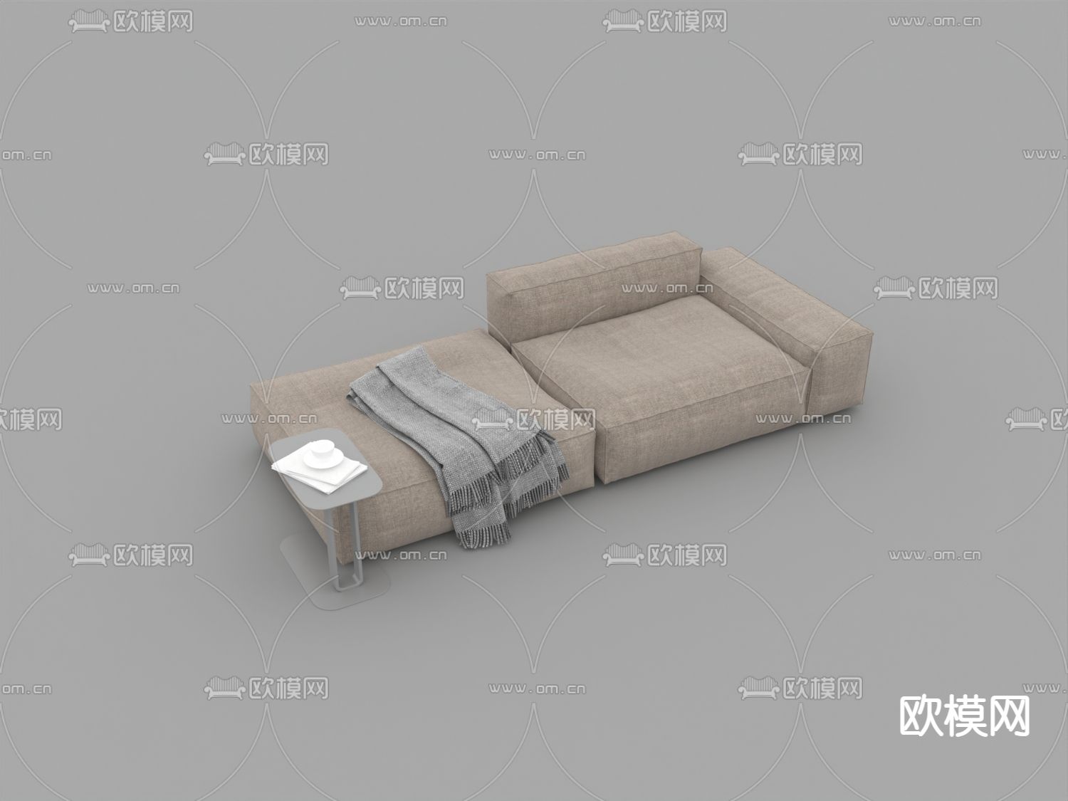 现代简约布艺双人沙发免费3d模型下载