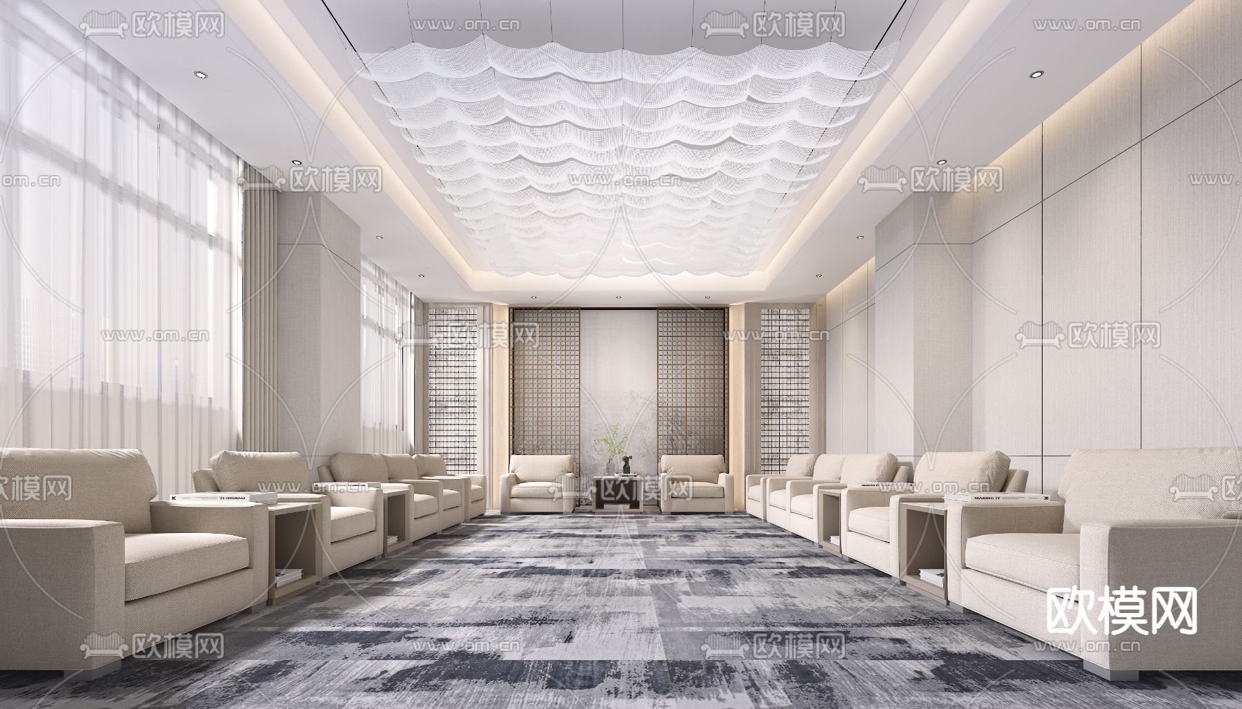 现代简约接待室3d模型下载