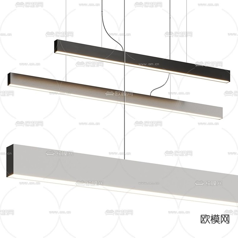 现代条形办公吊灯3d模型下载_ID12115389_3dmax免费模型-欧模网