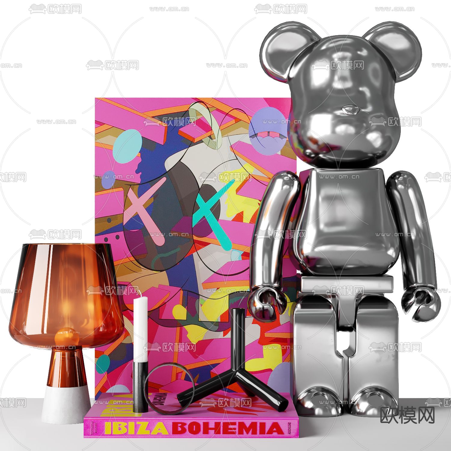 现代暴力熊潮玩摆件3d模型下载（渲染图2）