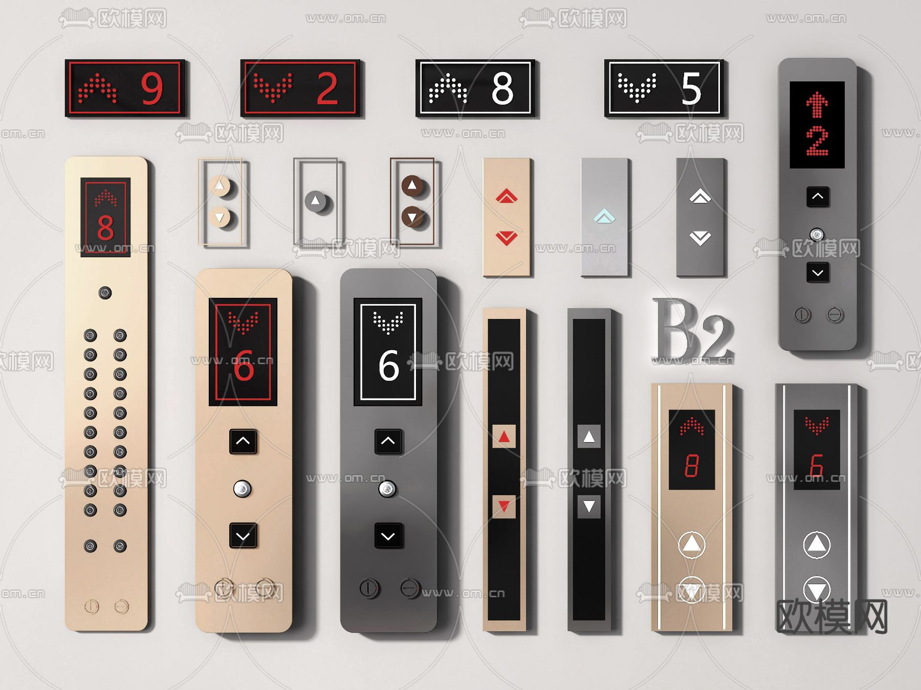 电梯开关电梯按键按钮3d模型下载