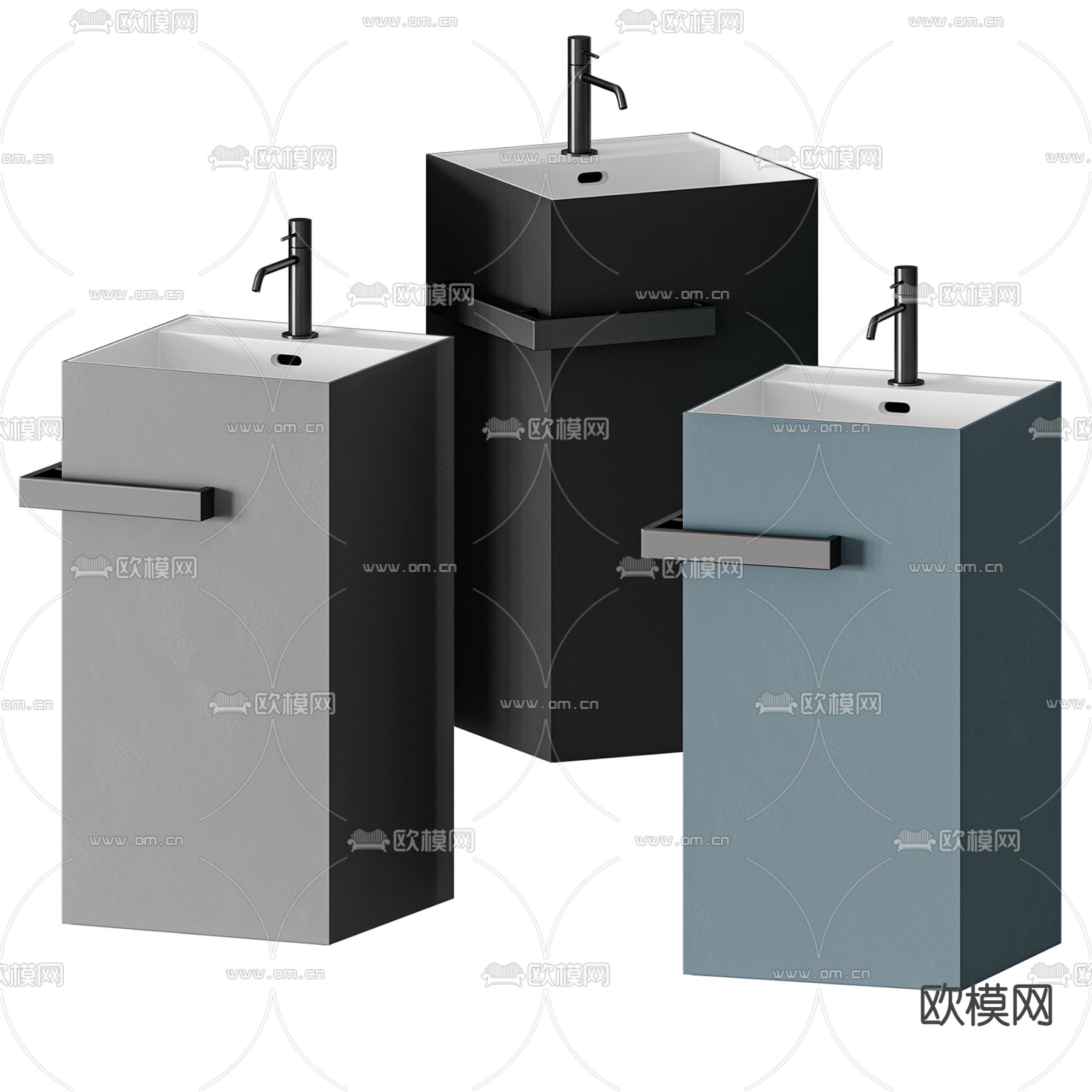 现代立柱台盆洗手台3d模型下载（渲染图1）