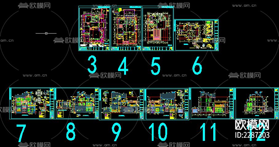 别墅cad施工图下载（渲染图1）
