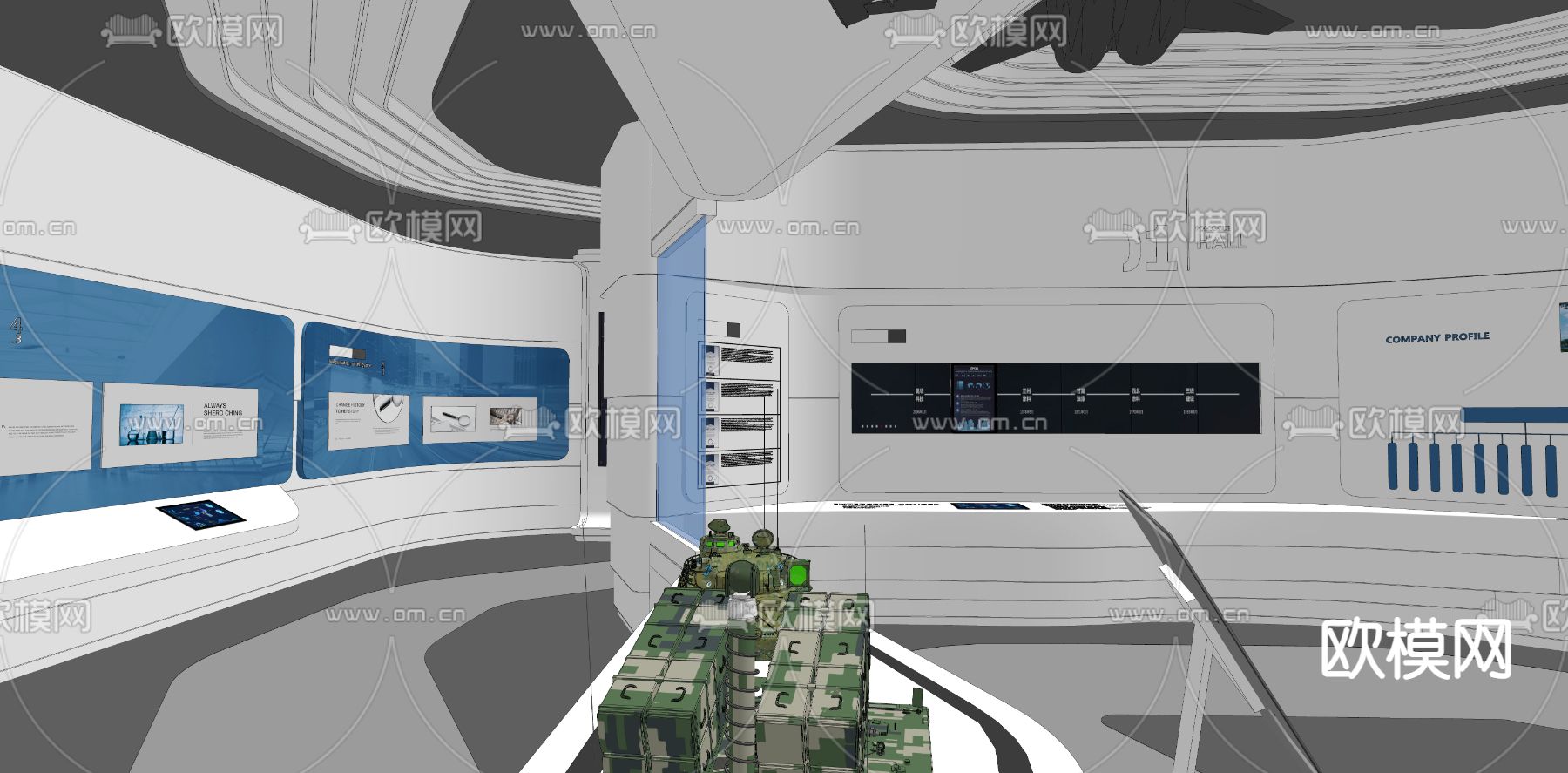 现代企业科技展厅su模型下载（渲染图3）