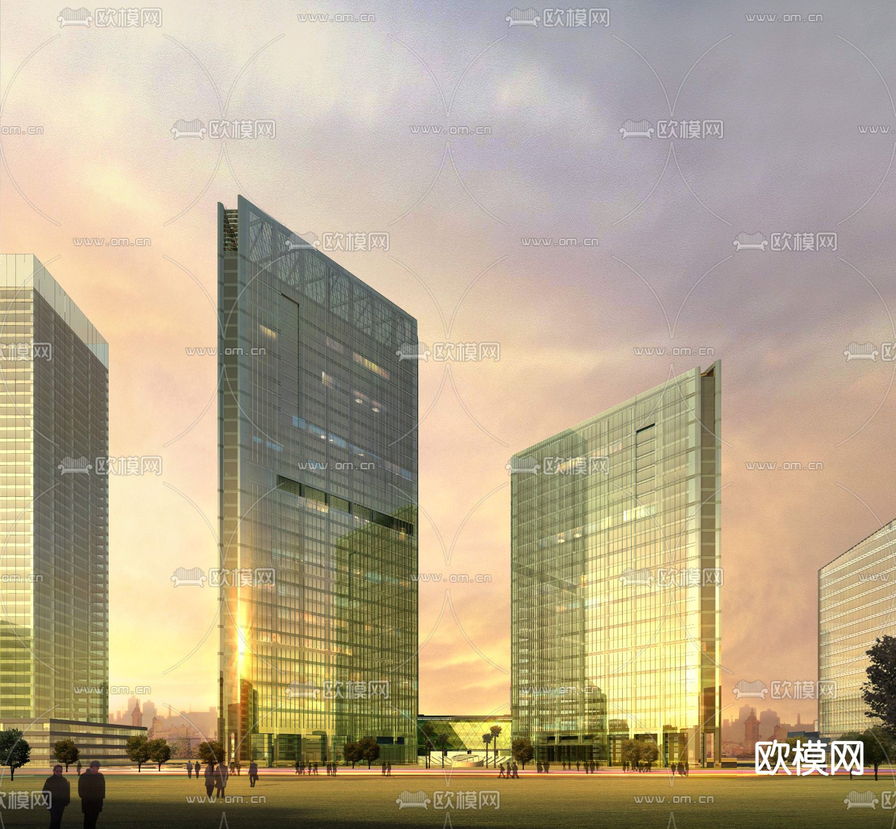 现代办公楼建筑外观psd下载