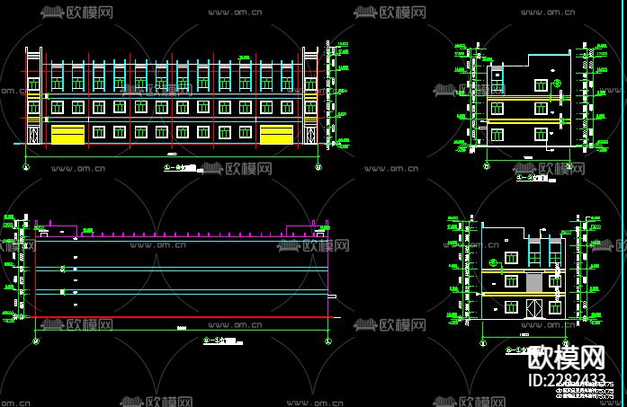全套3层厂房建筑CAD施工图下载（渲染图3）