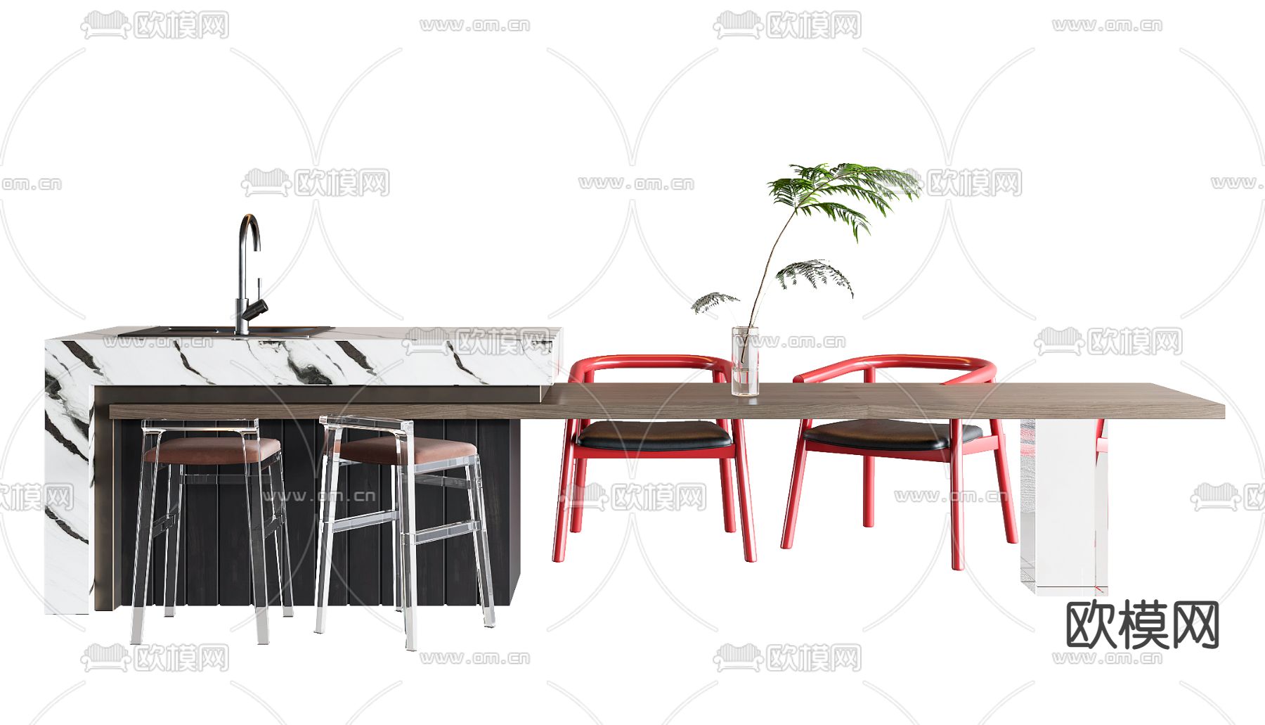 现代倒台餐桌椅su模型下载_ID12112868_sketchup模型下载-欧模网